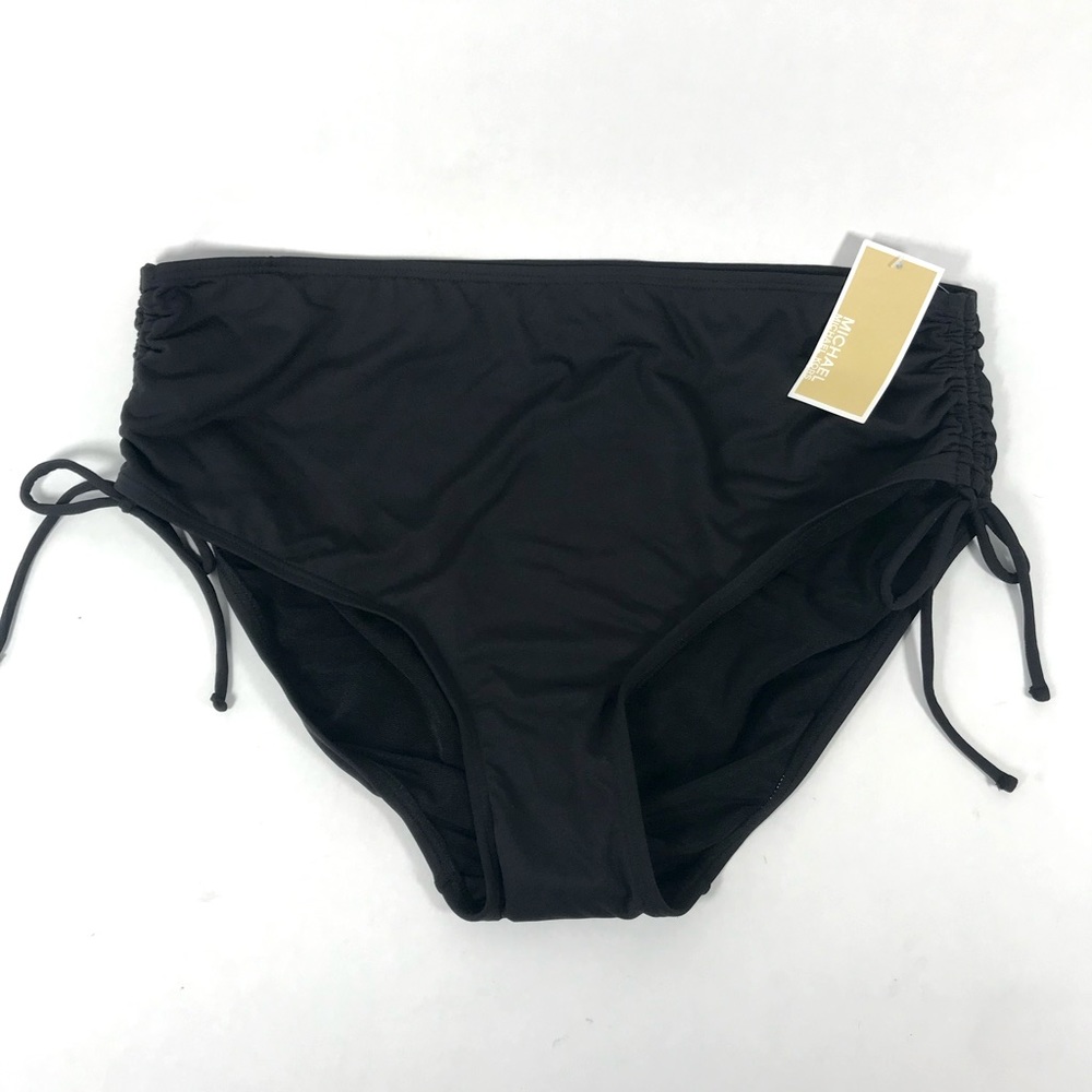 Michael Kors Black Bikini Bottoms Size 18W Roughed Tie Up Sides Brand New